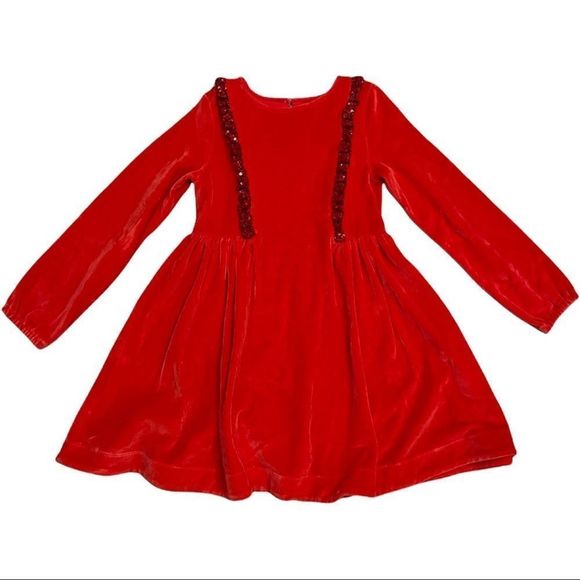 Mini Boden Other - Mini Boden Red Velvet And Sequin Dress Sz 7-8Y